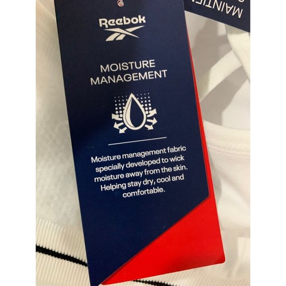 Small Reebok Rise Up Seamless Strappy Bra Sports New Stark White - Picture 9 of 10